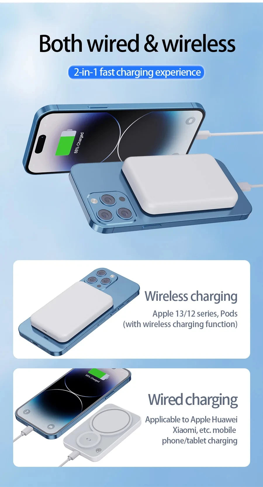 3-in-1 Wireless Magnetic Power Bank