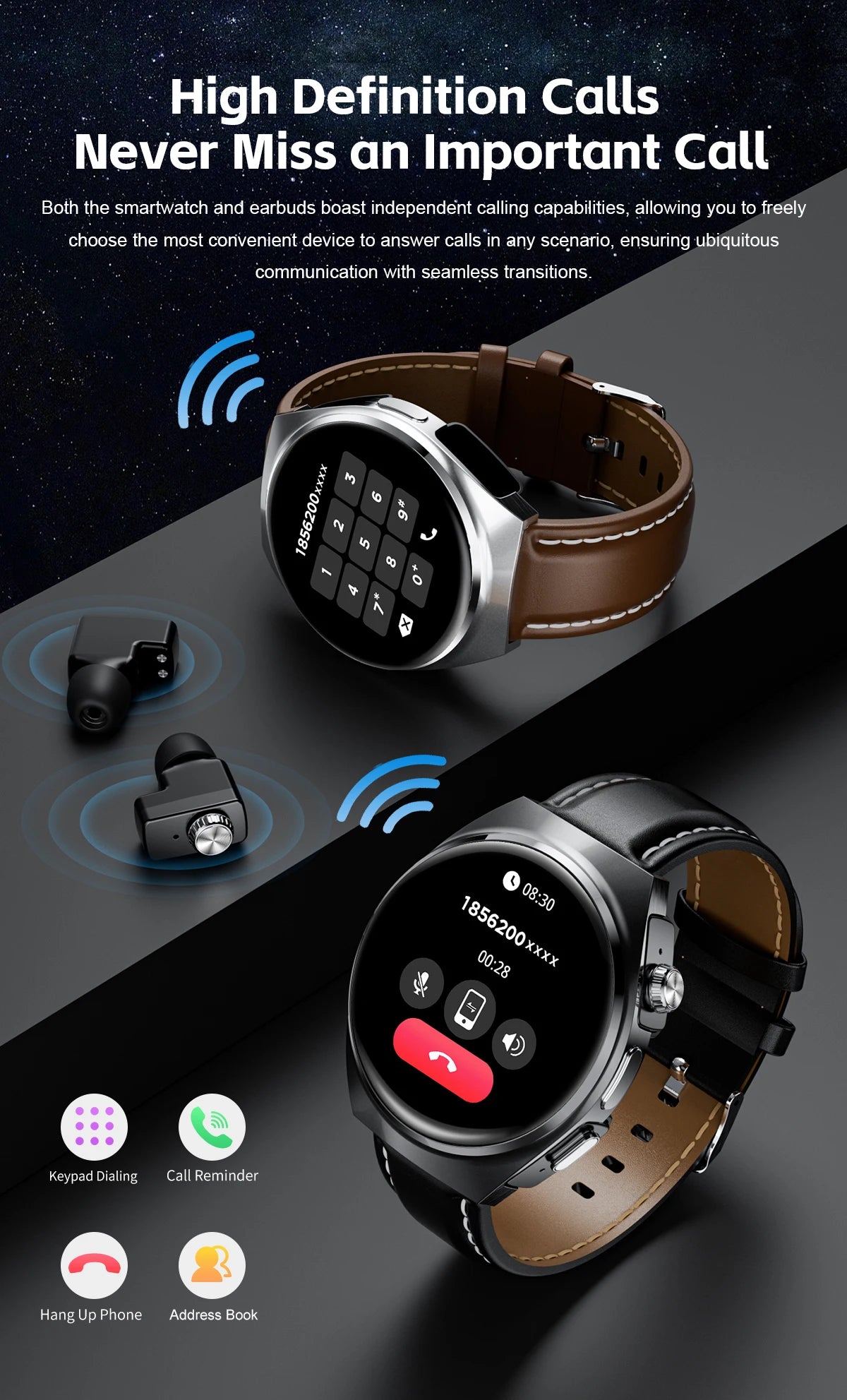 Xiaomi New 2-in-1 Smart Watch with Earbuds