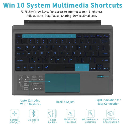 Ultra Slim Wireless Bluetooth Keyboard for Microsoft Surface