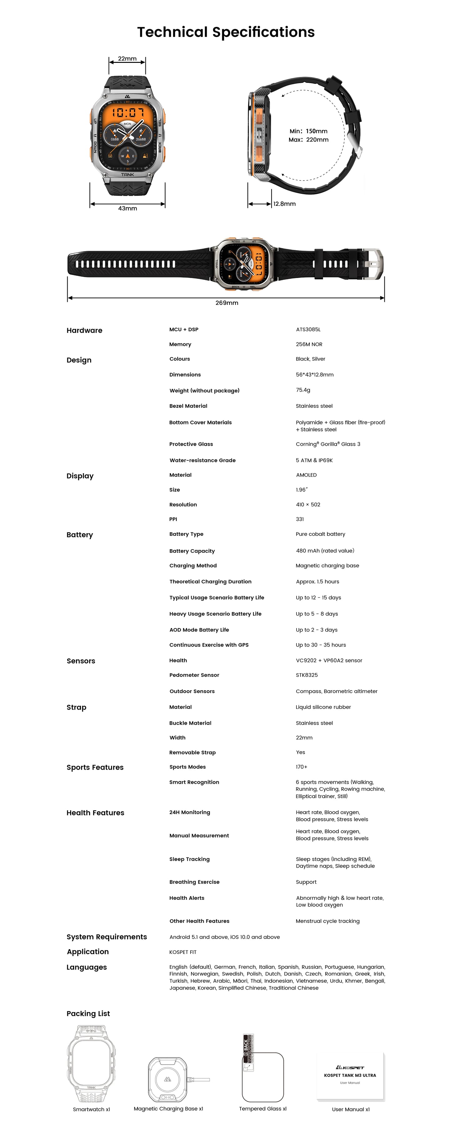 KOSPET TANK M3 Ultra GPS Smart Watch