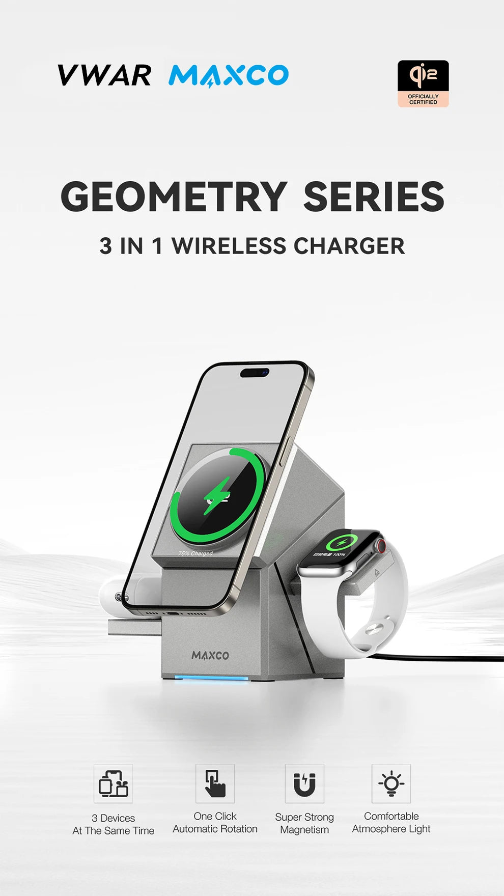 MAXCO Qi2 3-in-1 Charger