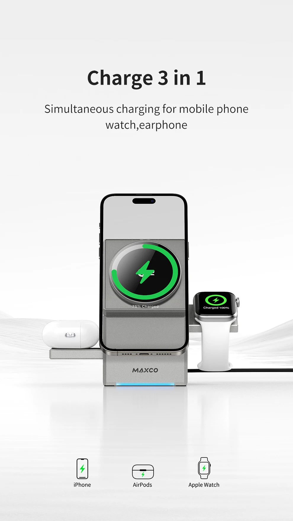 MAXCO Qi2 3-in-1 Charger