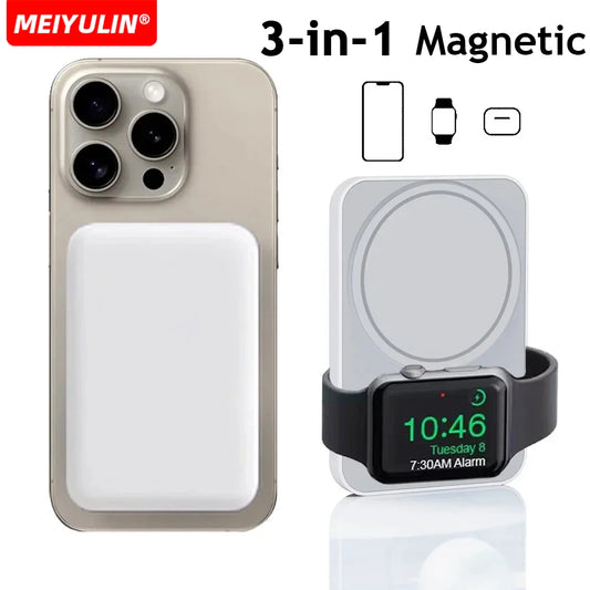 3-in-1 Wireless Magnetic Power Bank