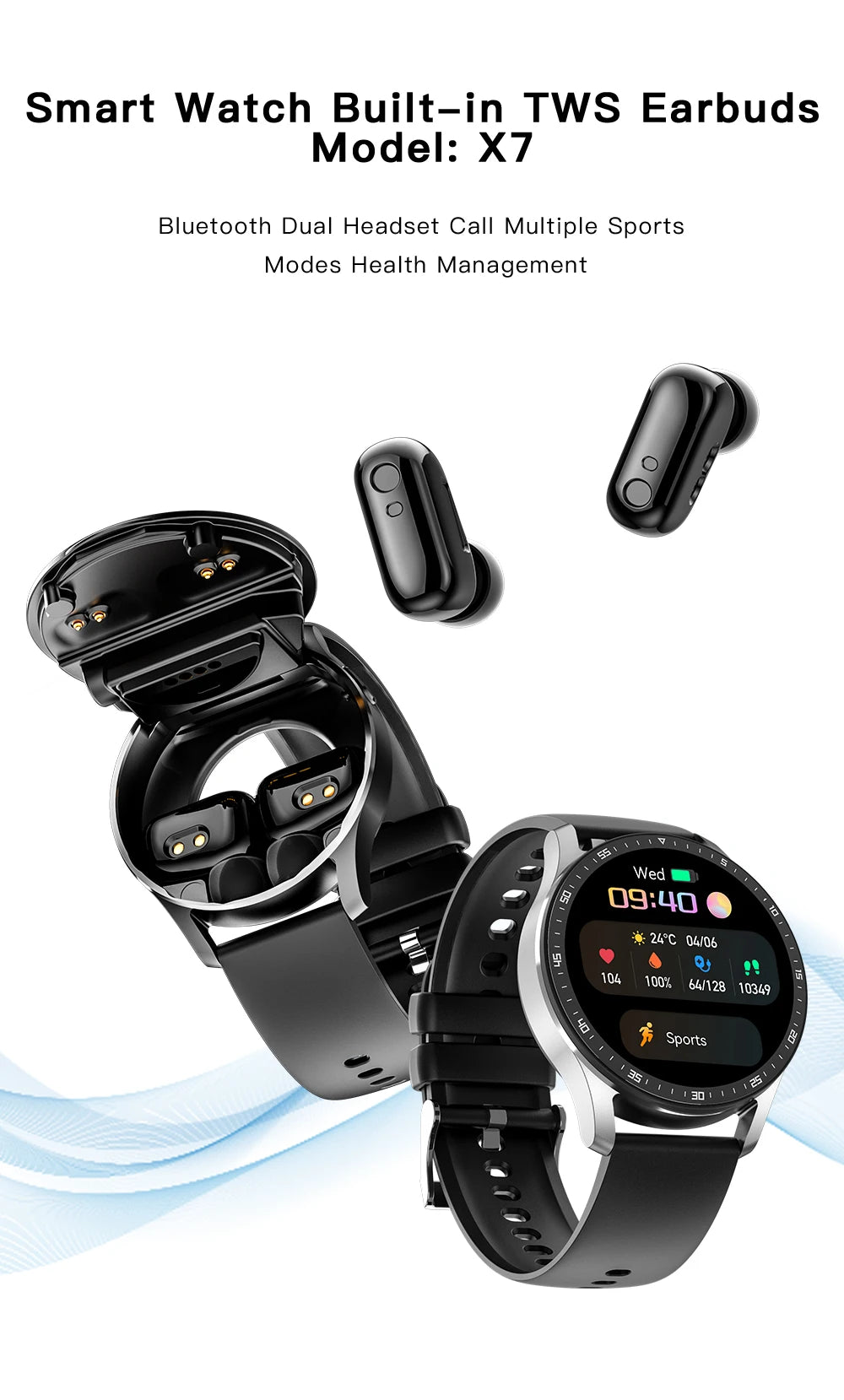 GEJIAN X7 Headset Smart Watch