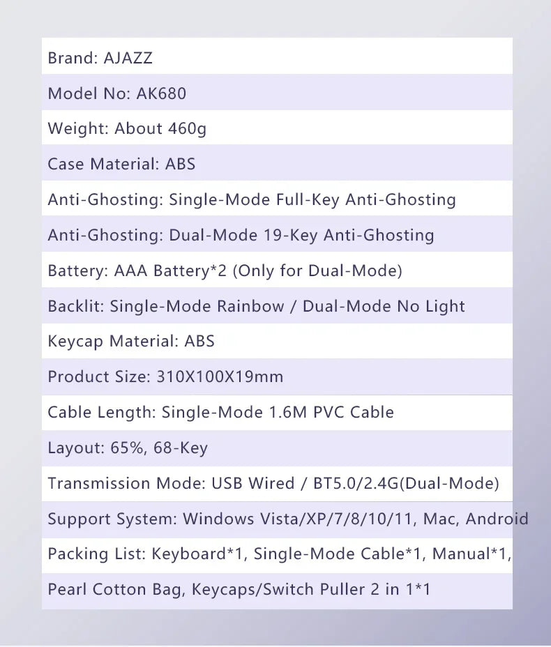 AJAZZ AK680 Mechanical Keyboard