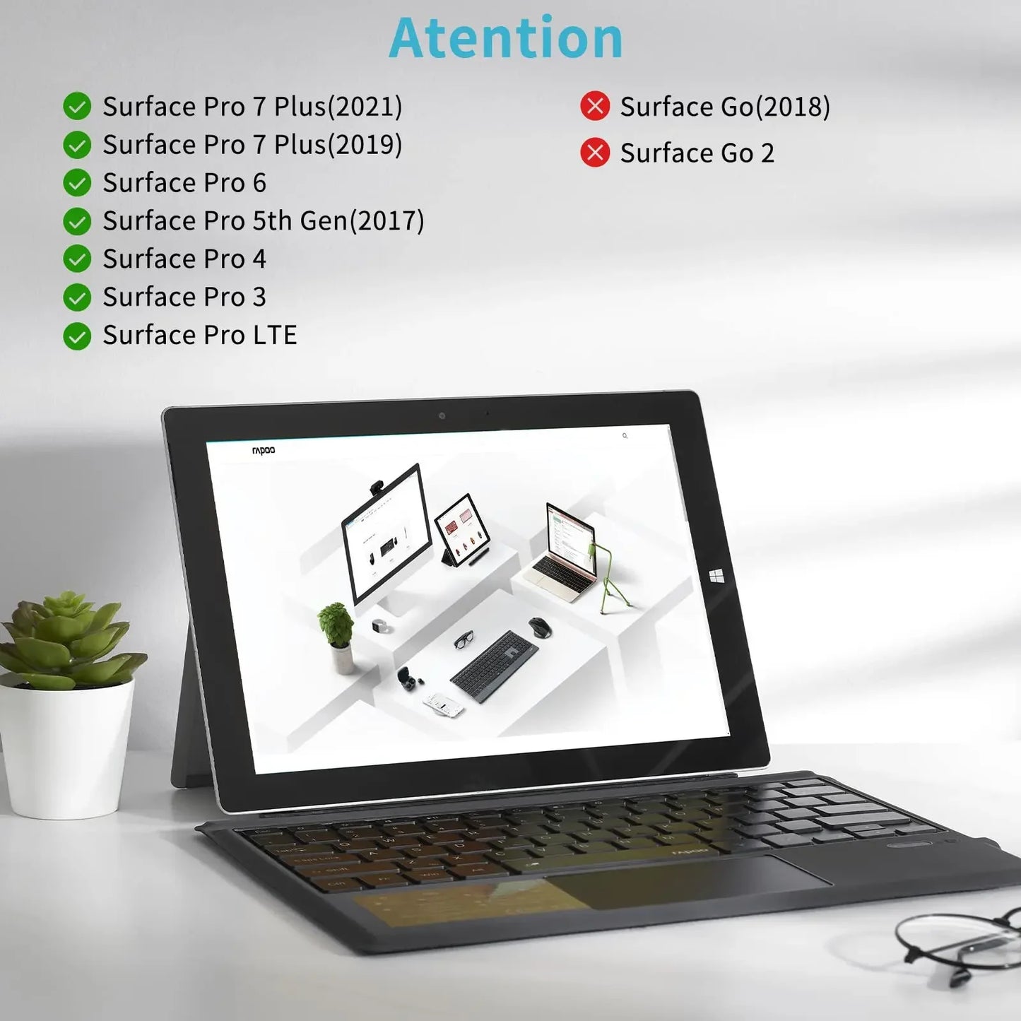 Ultra Slim Wireless Bluetooth Keyboard for Microsoft Surface