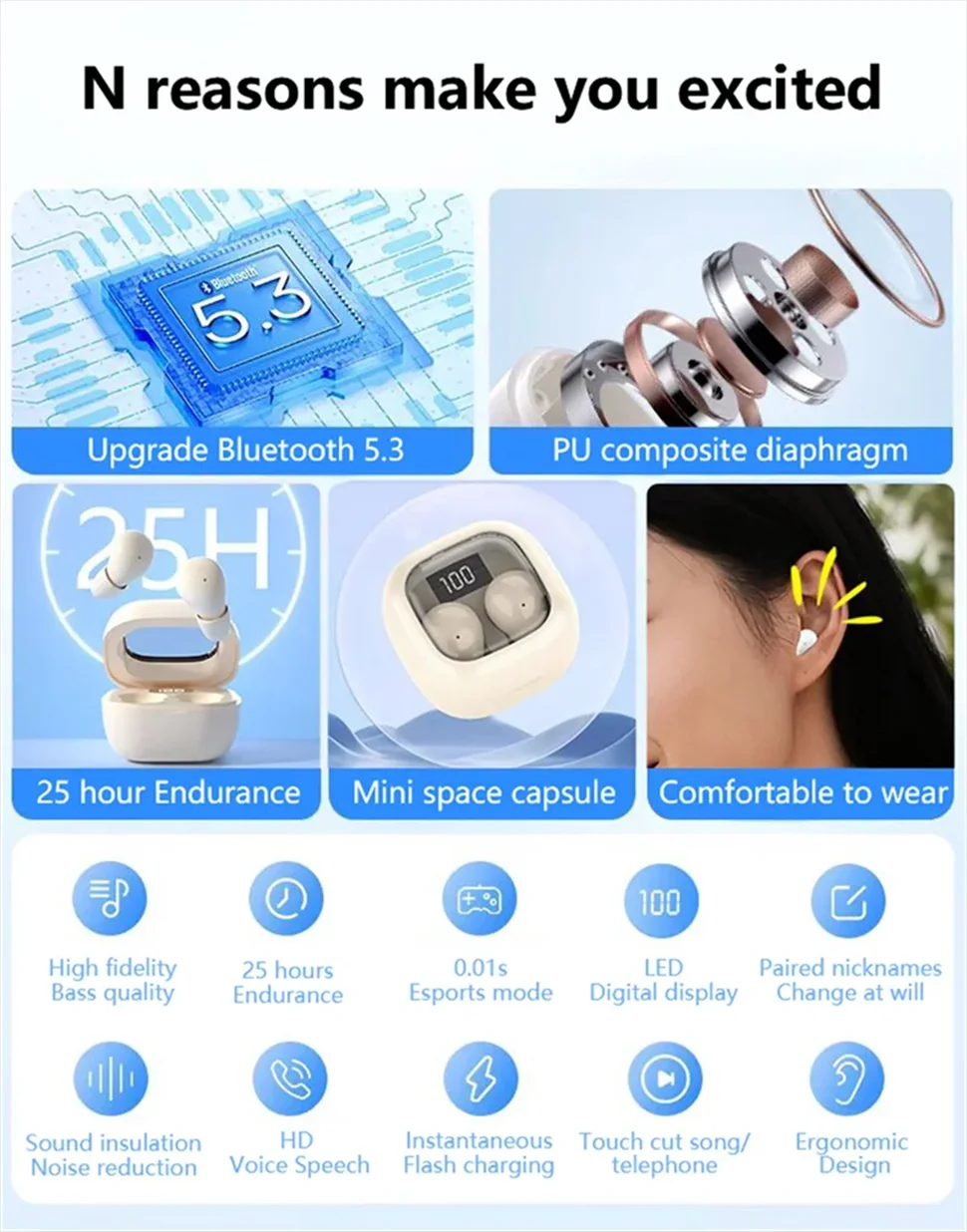 SK Small Wireless Earbuds